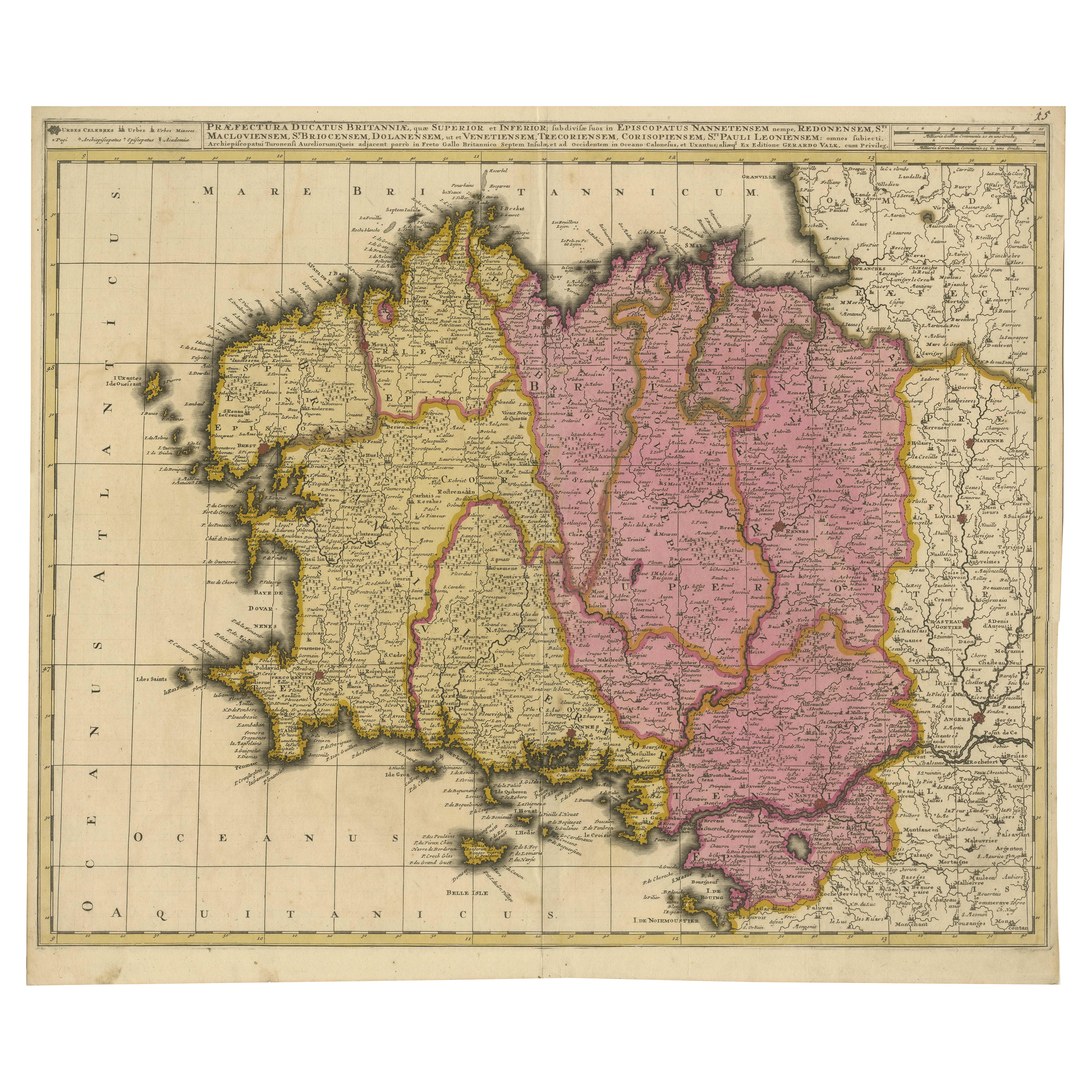 Map of Brittany and Western France by Gerard Valk, circa 1690