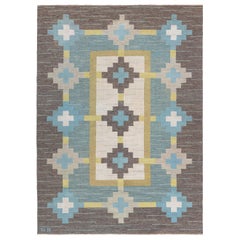 Doris Leslie Blau Vintage Swedish Flat Woven Rug Signed With Initials GS