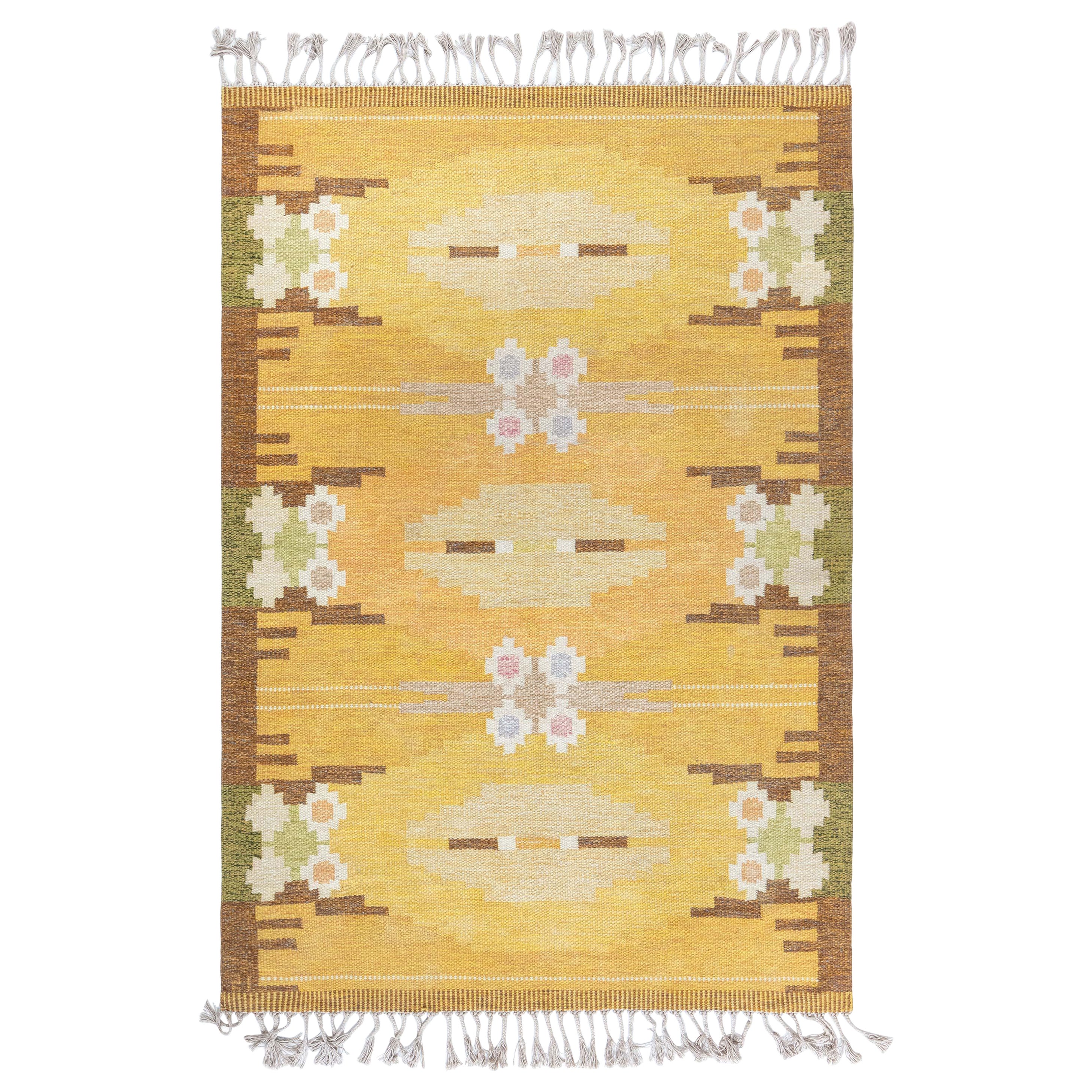 Doris Leslie Blau Vintage Swedish Flat Weave Rug by Ingegerd Silow