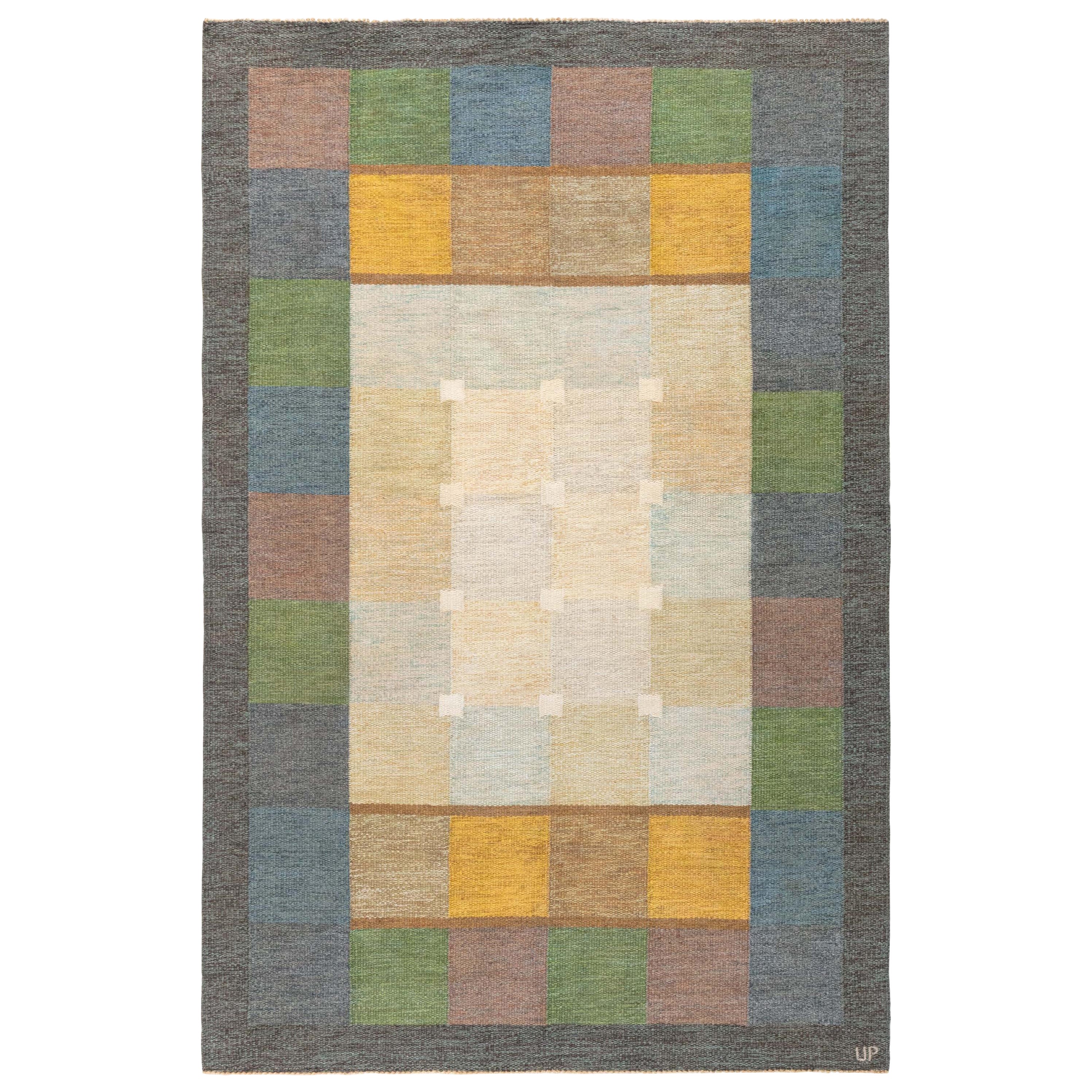 Doris Leslie Blau Vintage Swedish Flat Woven by Ulla Parkdal For Sale