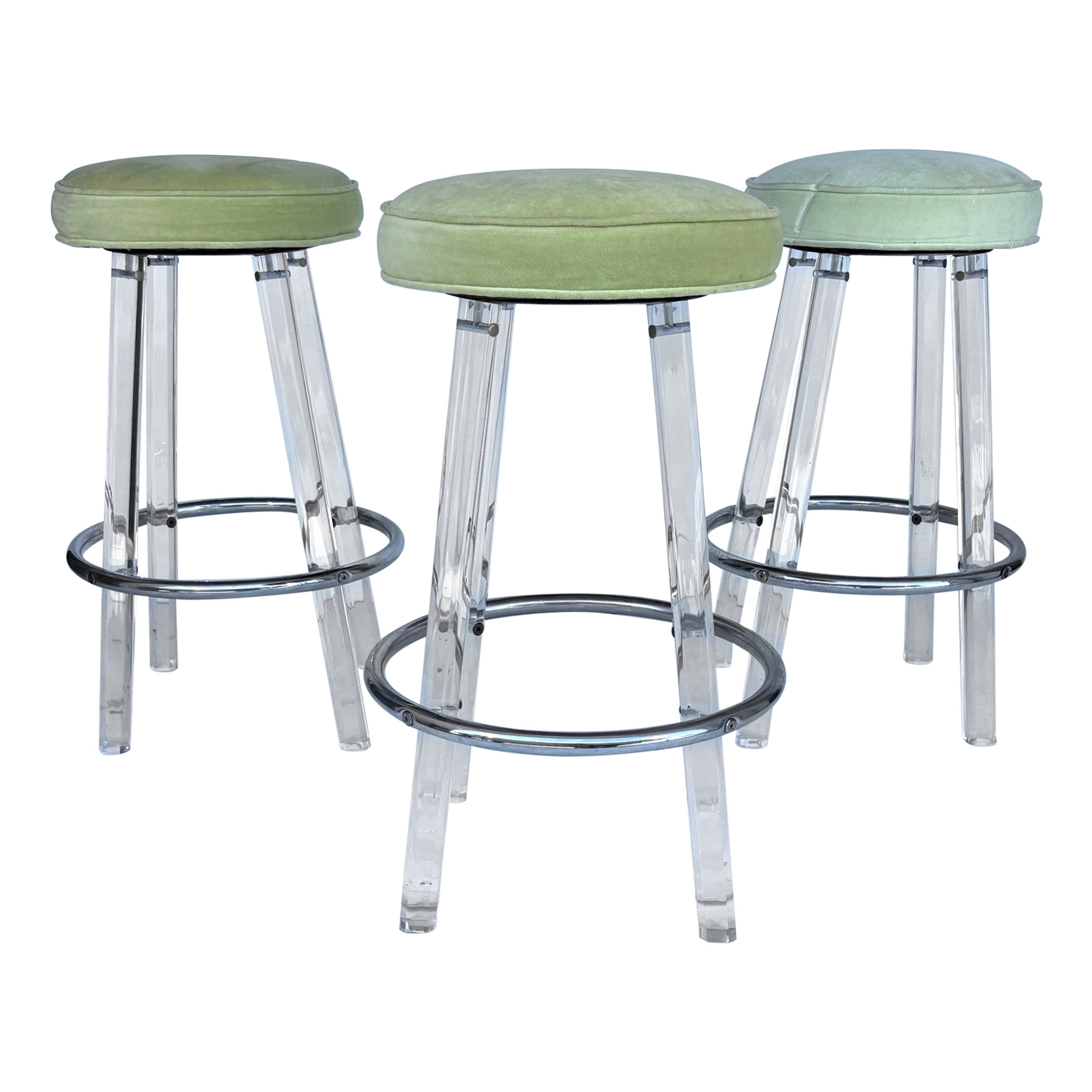 Vintage Lucite Barstools Set of 3 For Sale