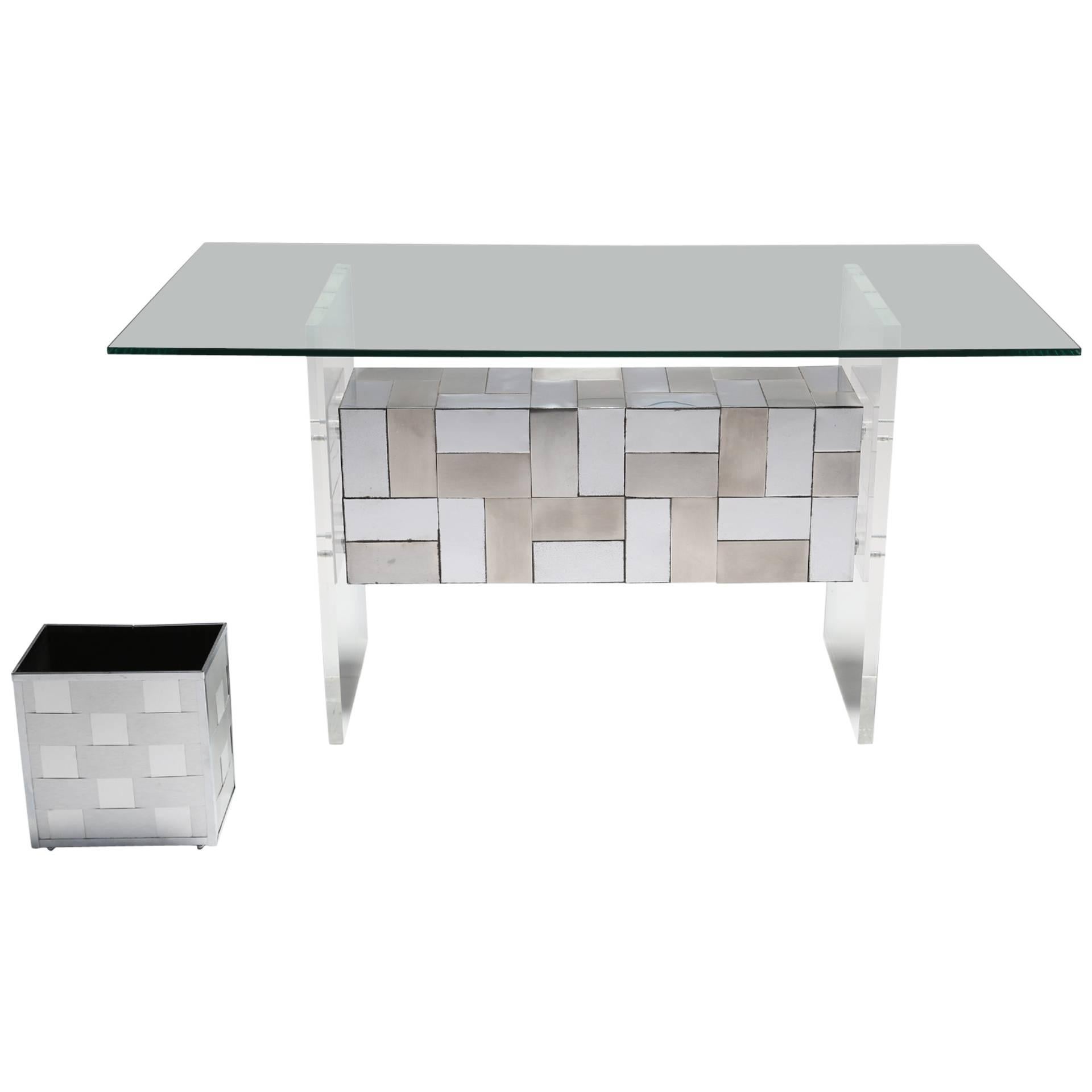 Paul Evans style patchwork chrome desk, vanity or dining table base.