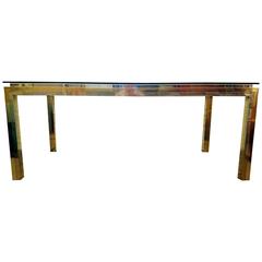 Rectangular Italian Brass and Chrome Dining Table, 1970s 5