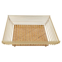 Italian Lucite, Rattan and Brass Barware Serving Tray, circa 1970
