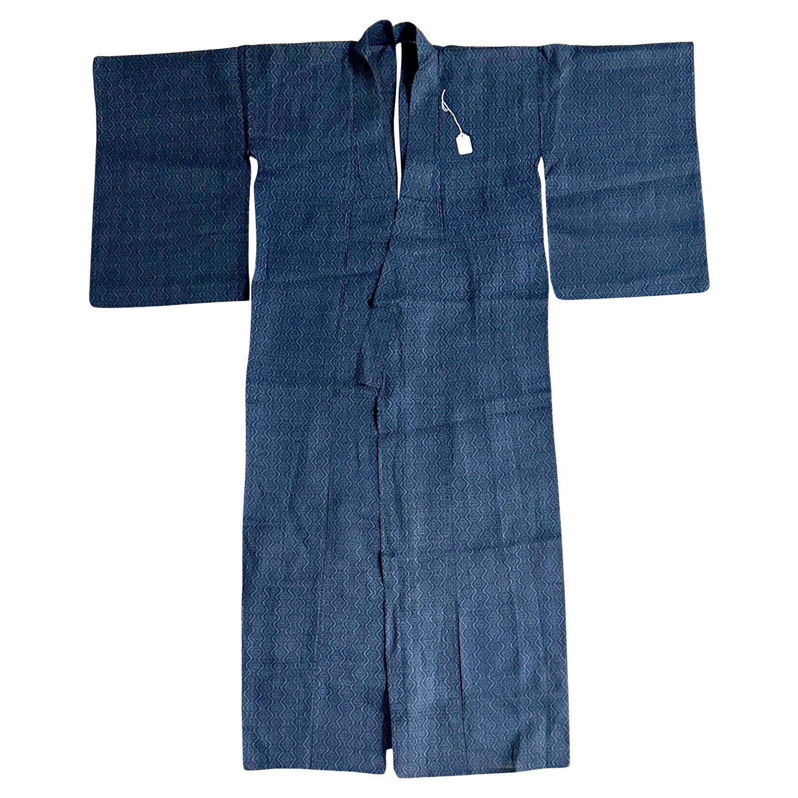 Japanese Woven Asa Double Ikat Summer Usumono Kimono Provenance For Sale