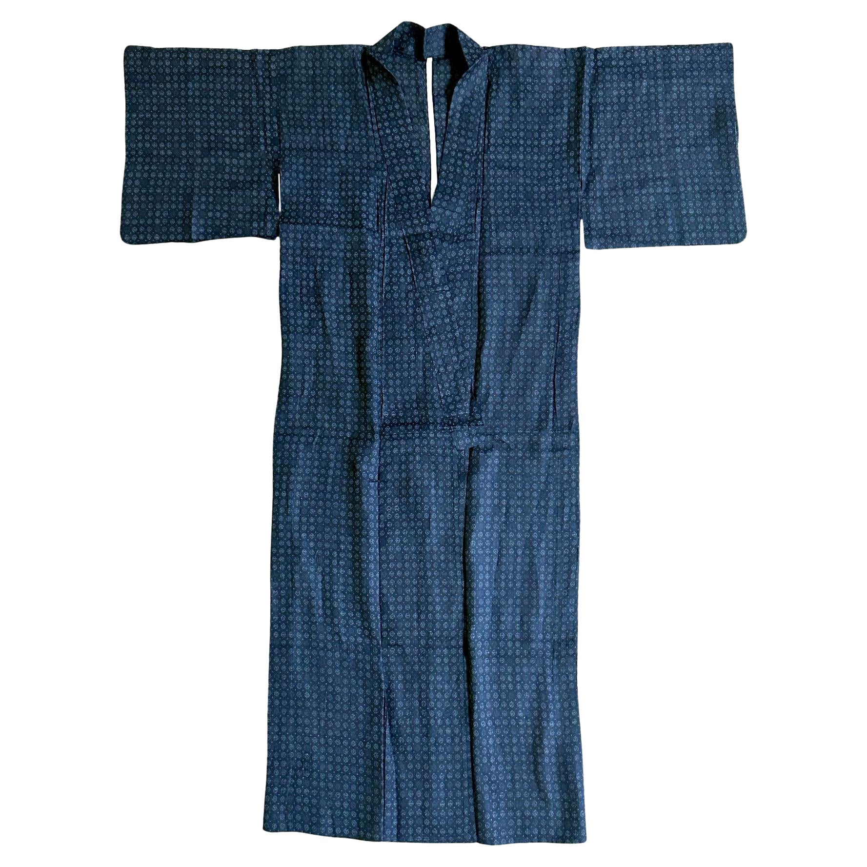 Japanese Woven Asa Double Ikat Summer Usumono Kimono Provenance For Sale