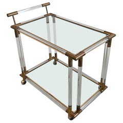 Mid Century Modern Bar Cart in lucite, bronze and glass, Italy 1970s