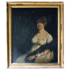 Charming Early 19th Century English School Portrait of a Lady, circa 1800-1807