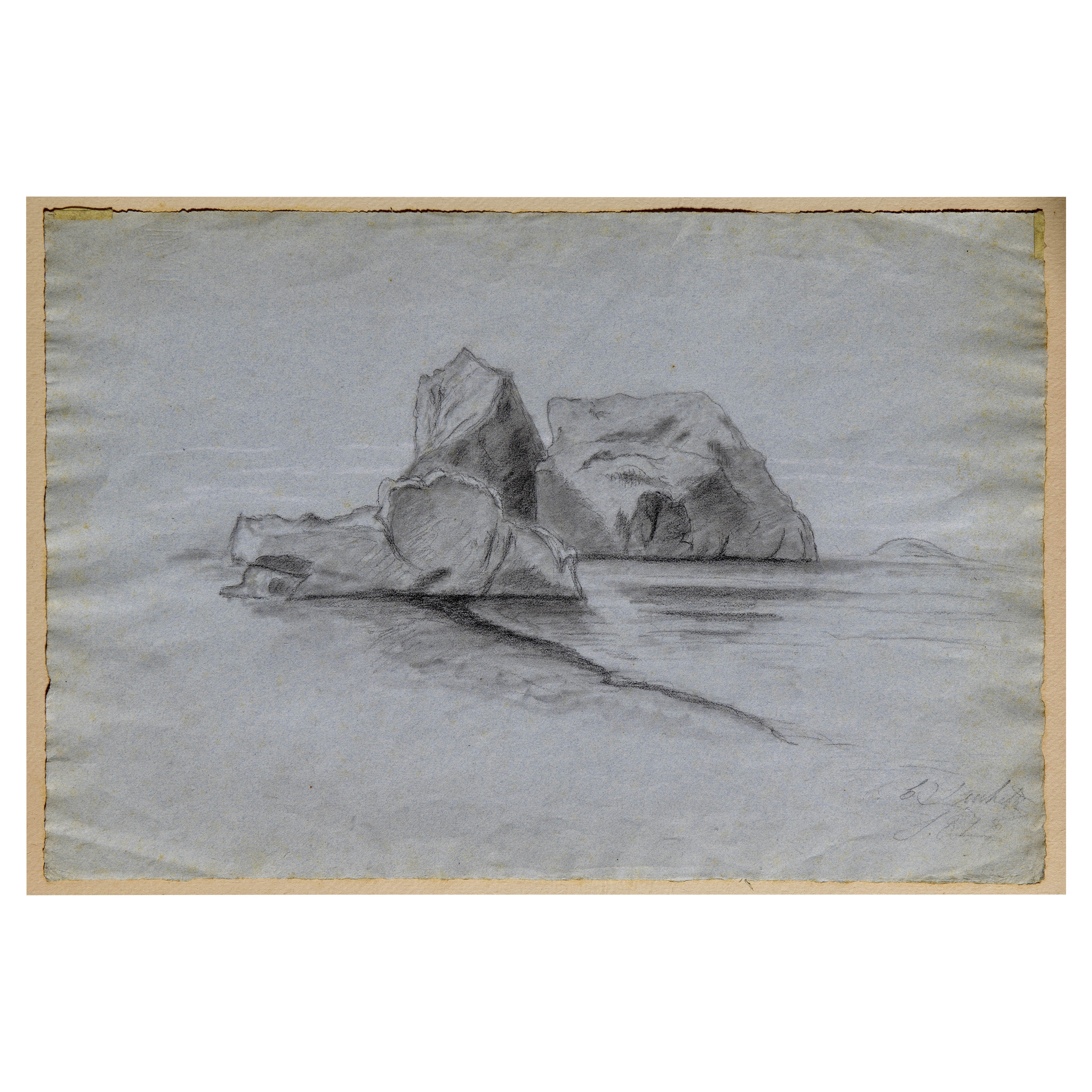 Francesco Paolo Michetti Period Italian Landscape Signed Drawing