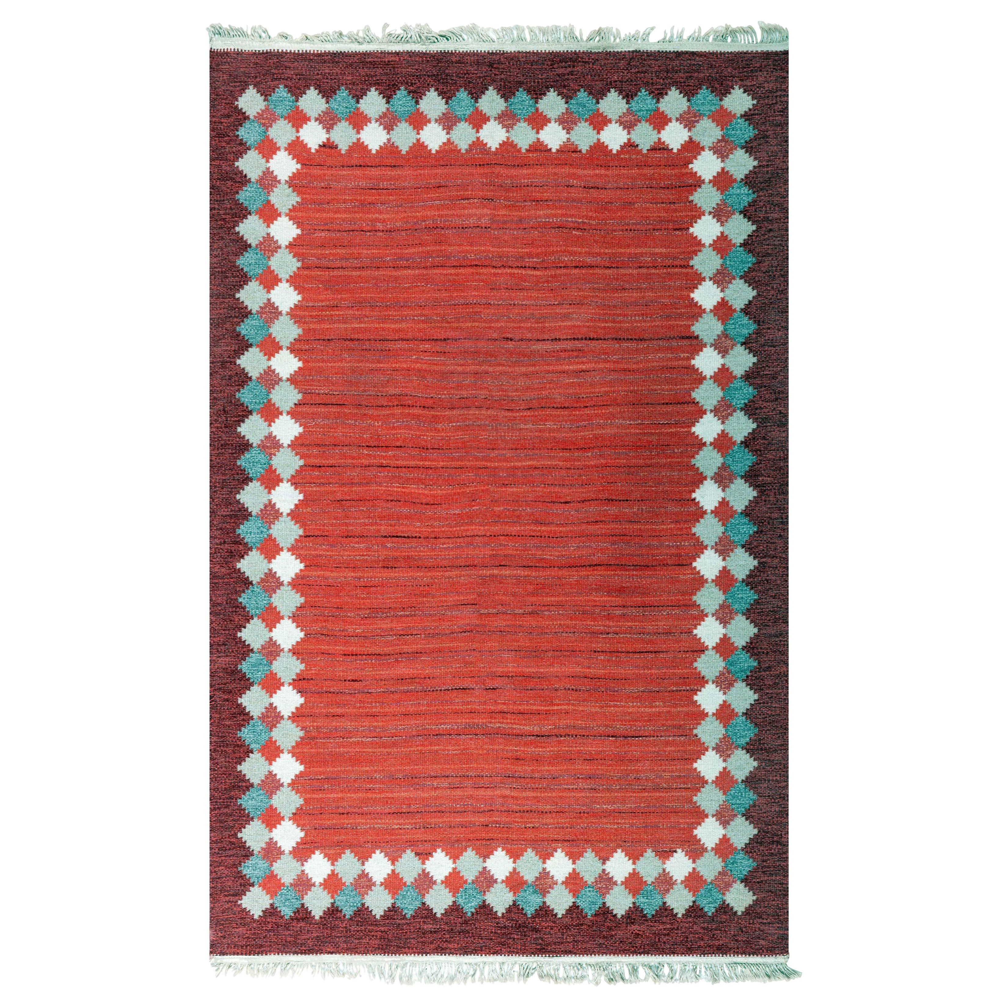 Doris Leslie Blau Midcentury Swedish Flat Woven Rug by Ingegerd Silow