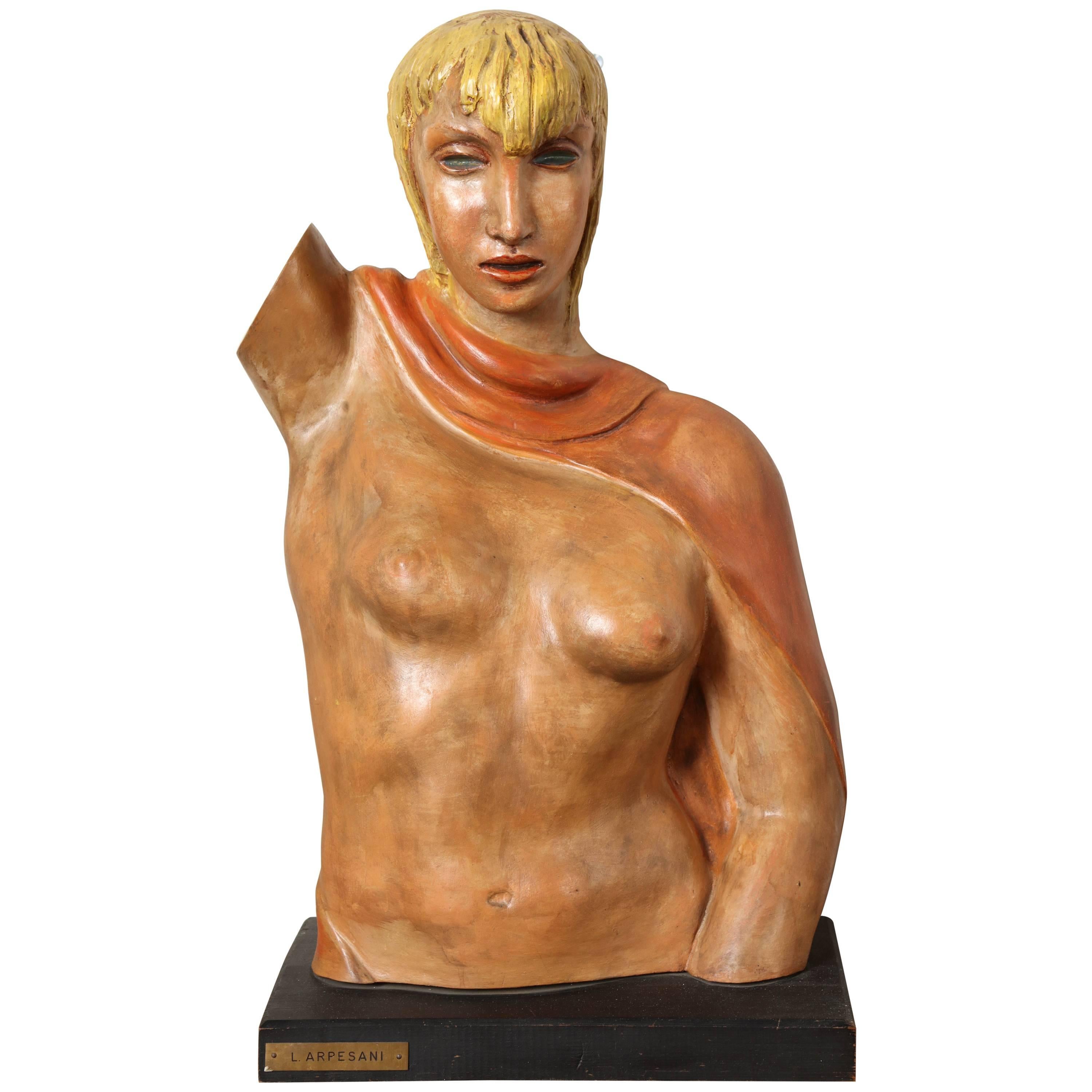 Lina Arpesani sculpture of a woman made in Italy 1930 For Sale