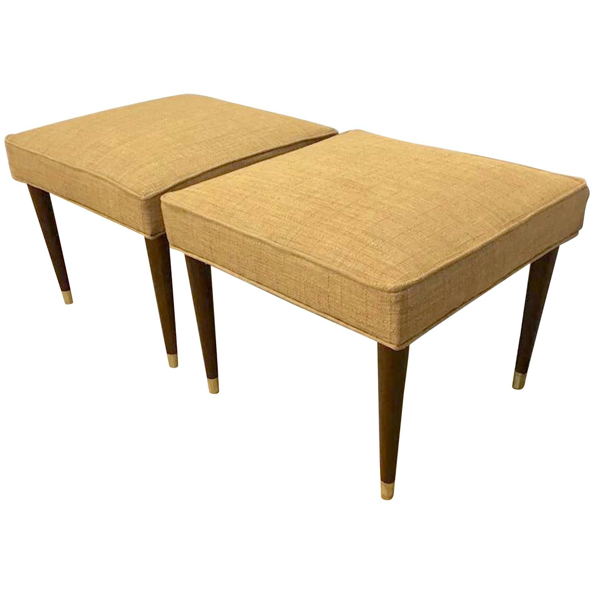 Pair of Midcentury Italian Square Benches For Sale