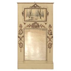 19th Century French Neoclassical Louis XVI Painted Trumeau Mirror