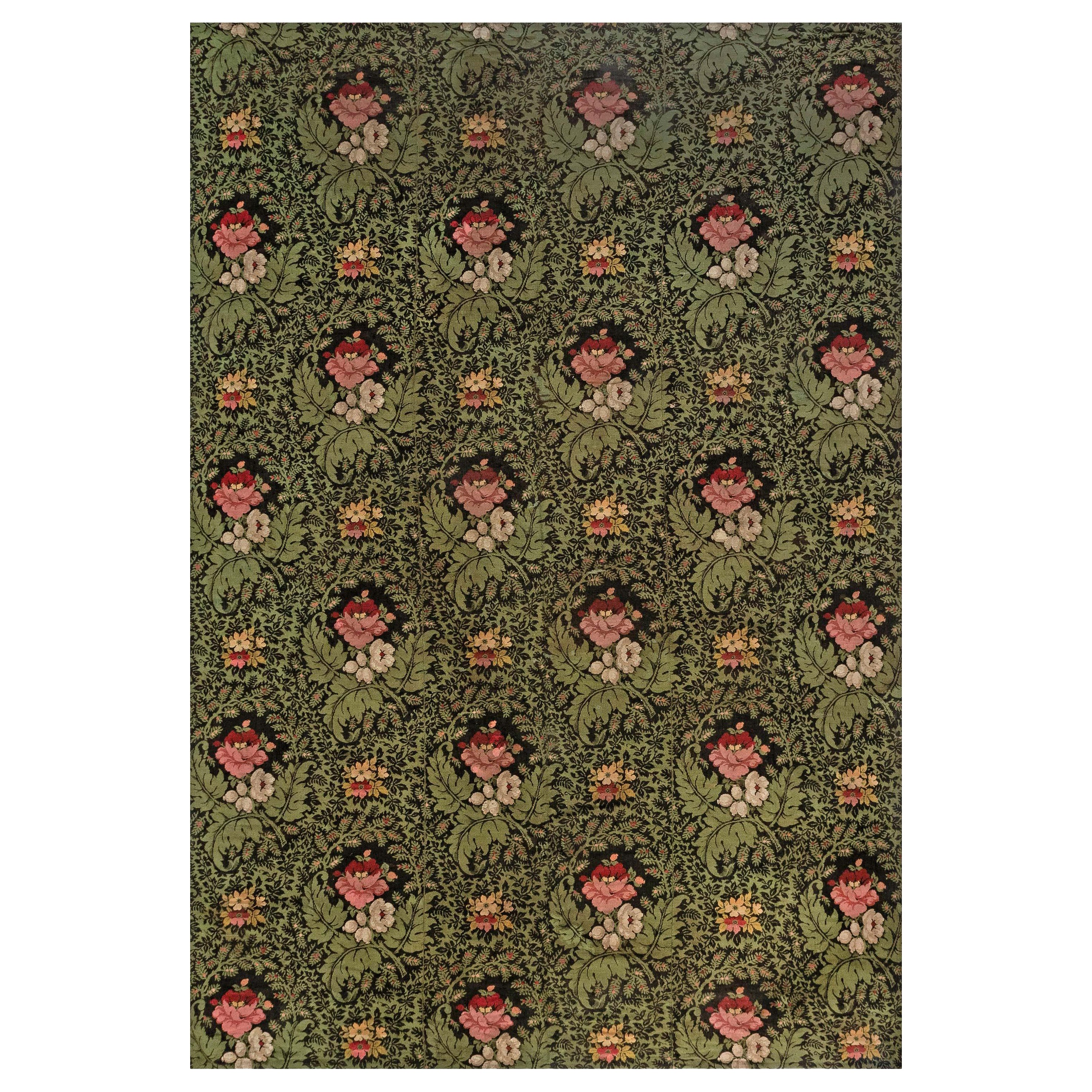 Doris Leslie Blau 19th Century French Floral Design Flat Weave Wool Rug For Sale