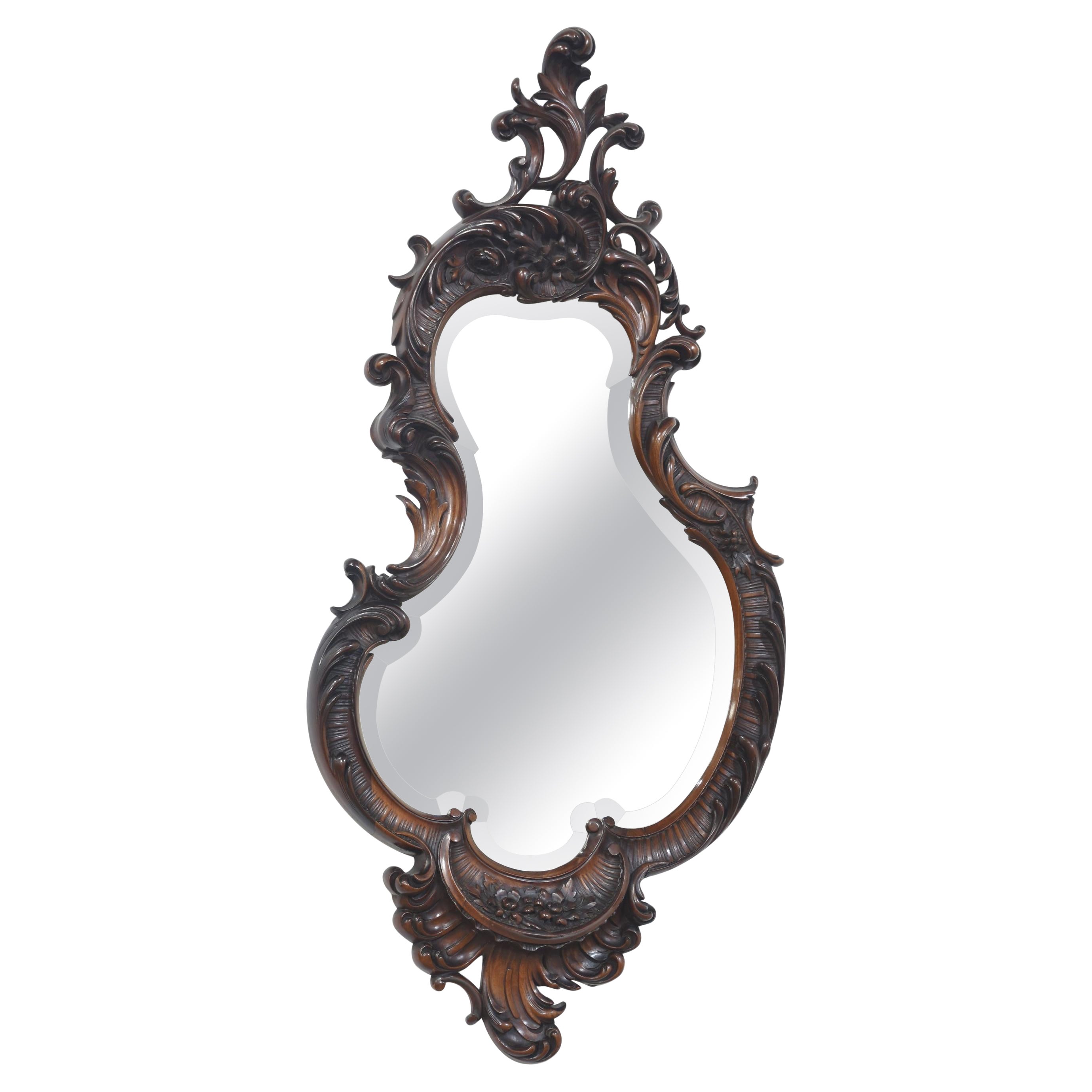 Rococo Revival carved mahogany wall mirror