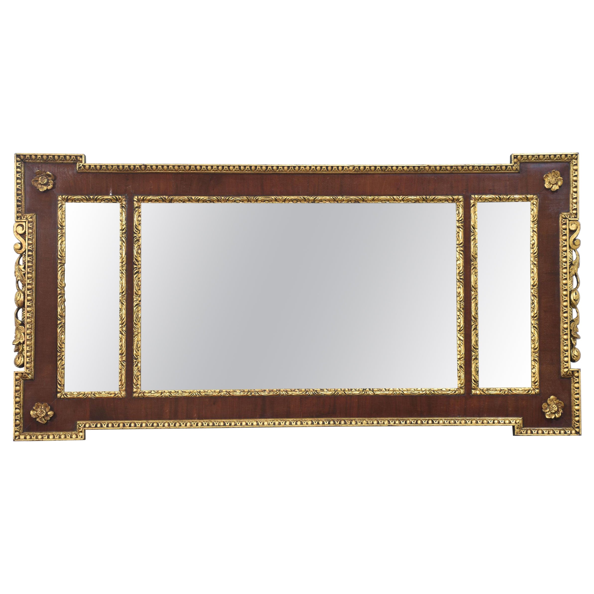 Parcel-gilt mahogany overmantle mirror For Sale