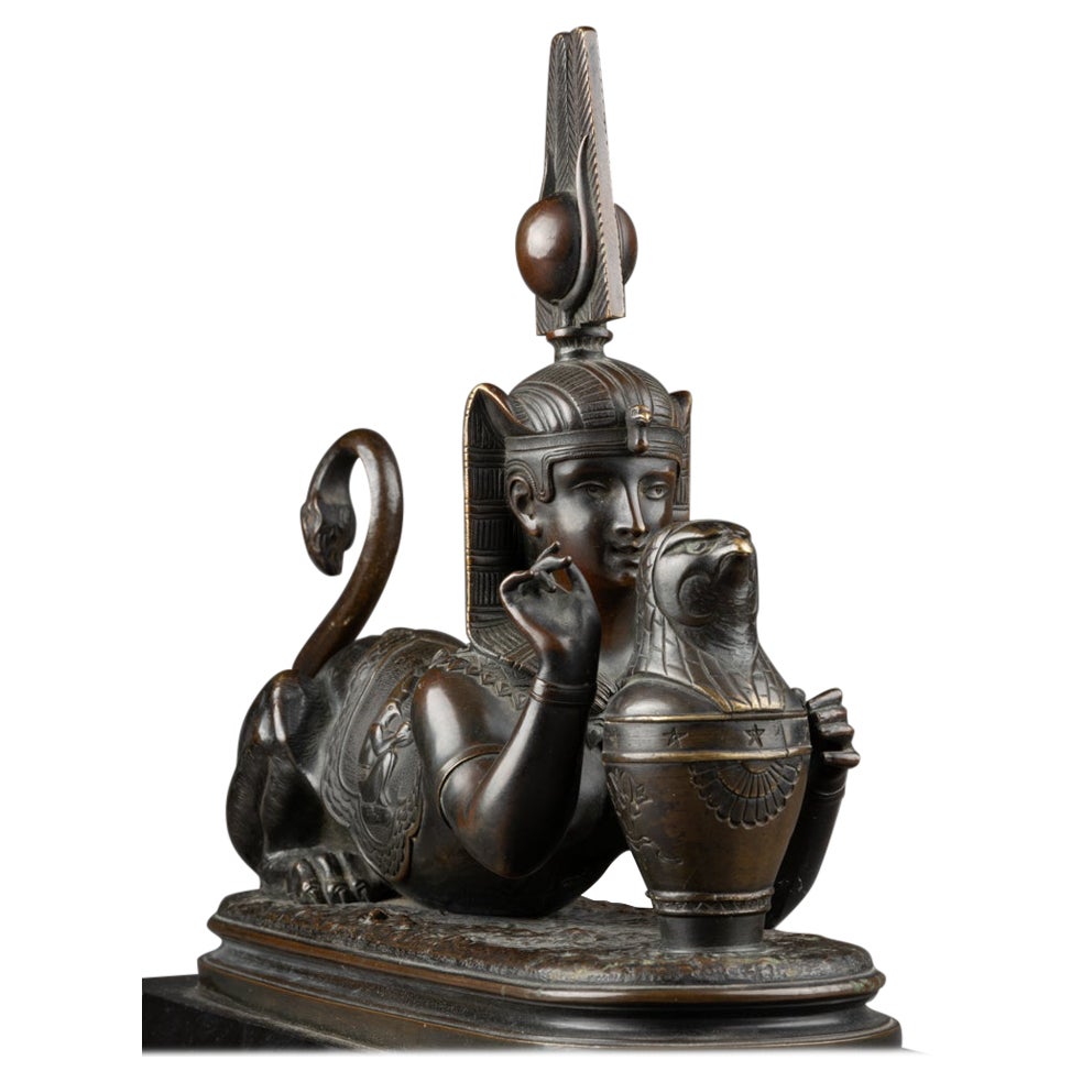 Sphynx" - Patinierte Bronzeskulptur - Ende des XIX. C.C. 1870 im Angebot