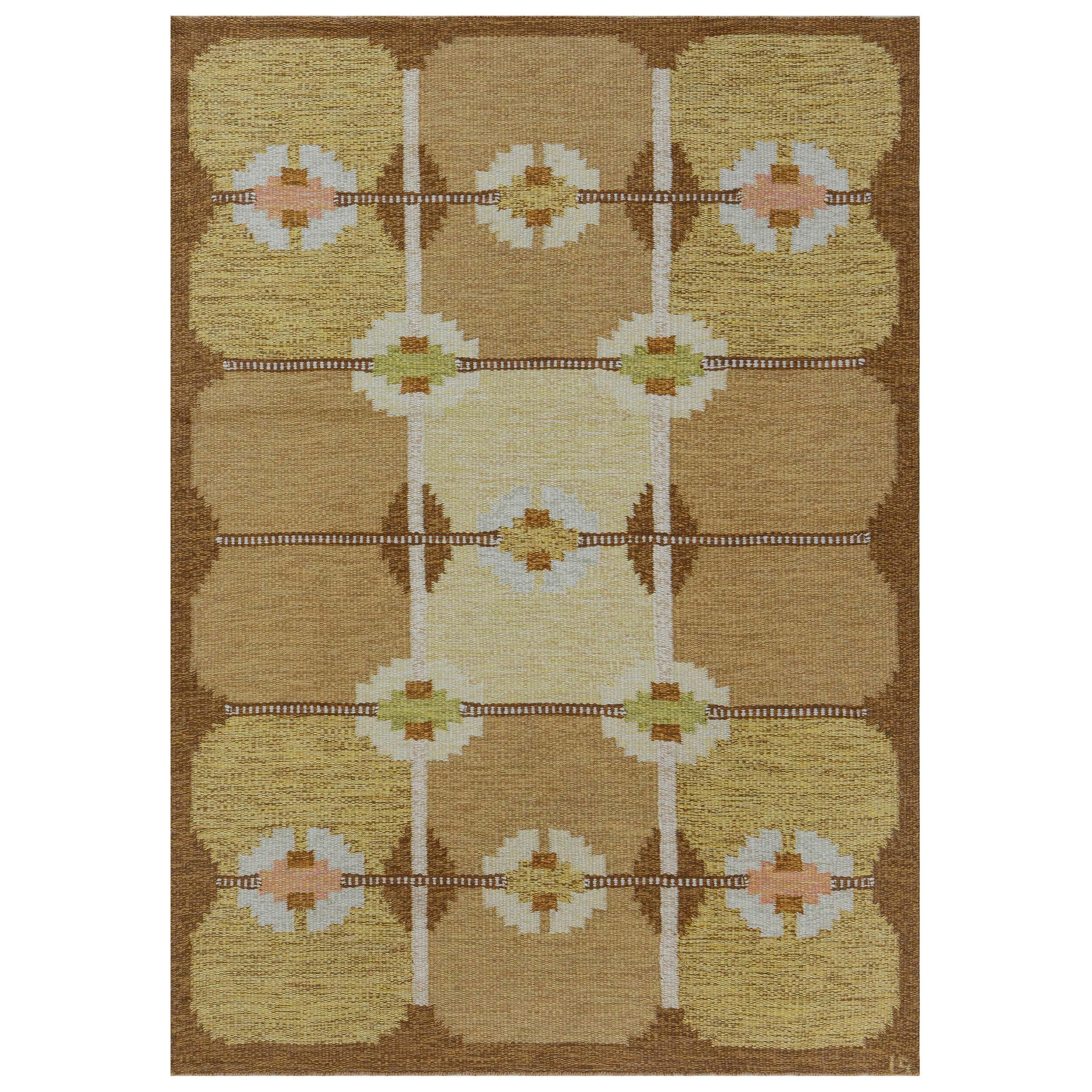 Doris Leslie Blau Vintage Swedish Flat Weave Rug by Ingegerd Silow