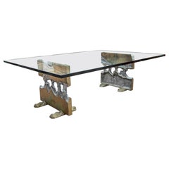 1980s Bronze Table with Glass by David Marshall – Brutalist Sculptural Design