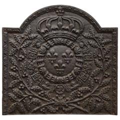 19th Century Iron Fireback with Royal Crest of Kings of France