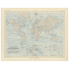 World Map of Ocean Currents by A.K. Johnston, Educational Print 1852