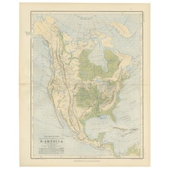 Geological Map of North America by A.K. Johnston – Mountains and Valleys 1852