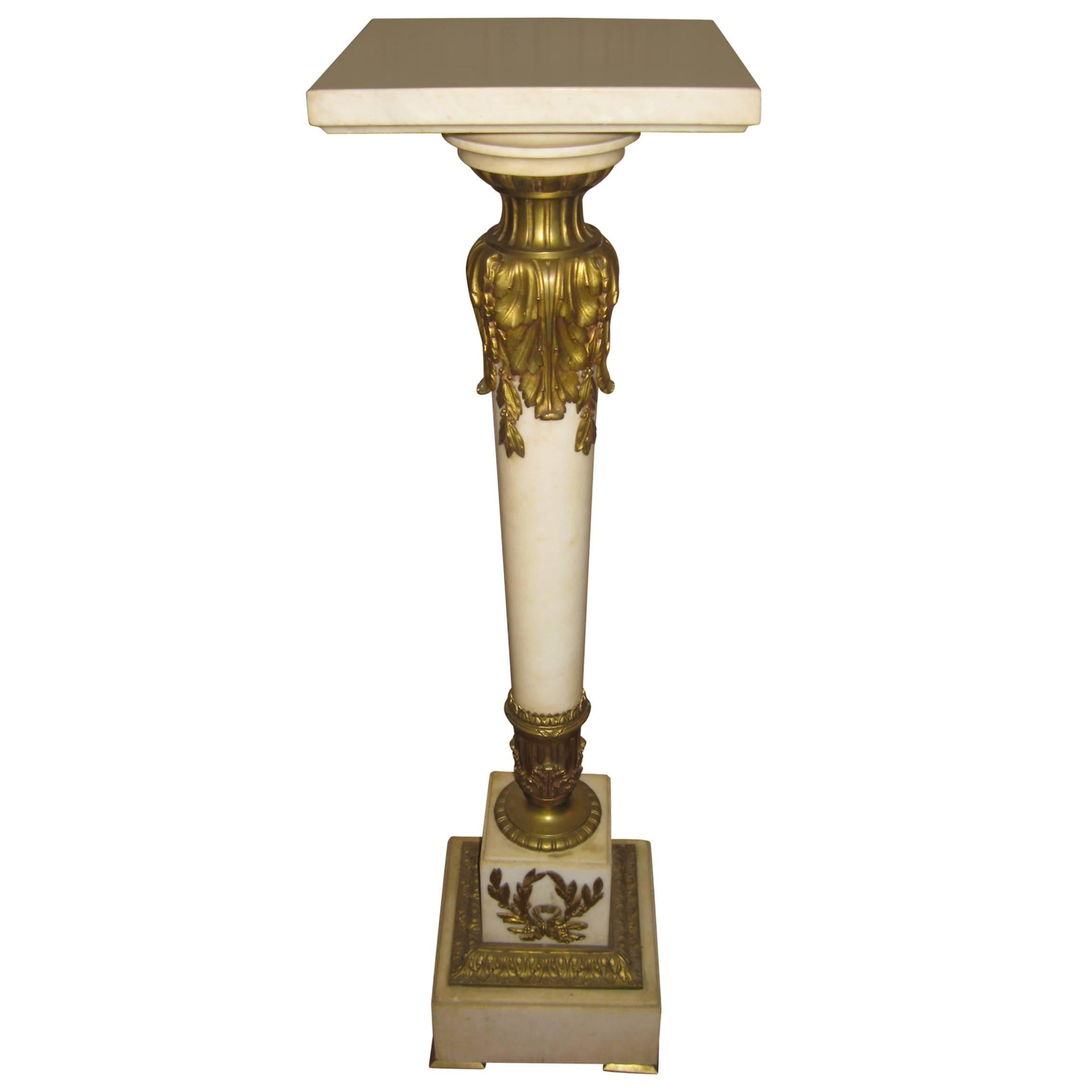 19th century Louis XVI Style Gilded Marble Pedestal