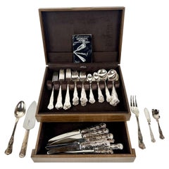 Georgian House Stainless Silverplate English Flatware with Original Box, 65 pcs