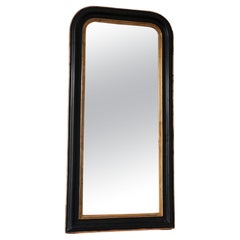Large Antique Louis Philippe French Mirror in Black and Gold, Late 19th Century