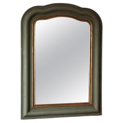Large Antique Louis Philippe French Mirror in Green and Gold, Late 19th Century