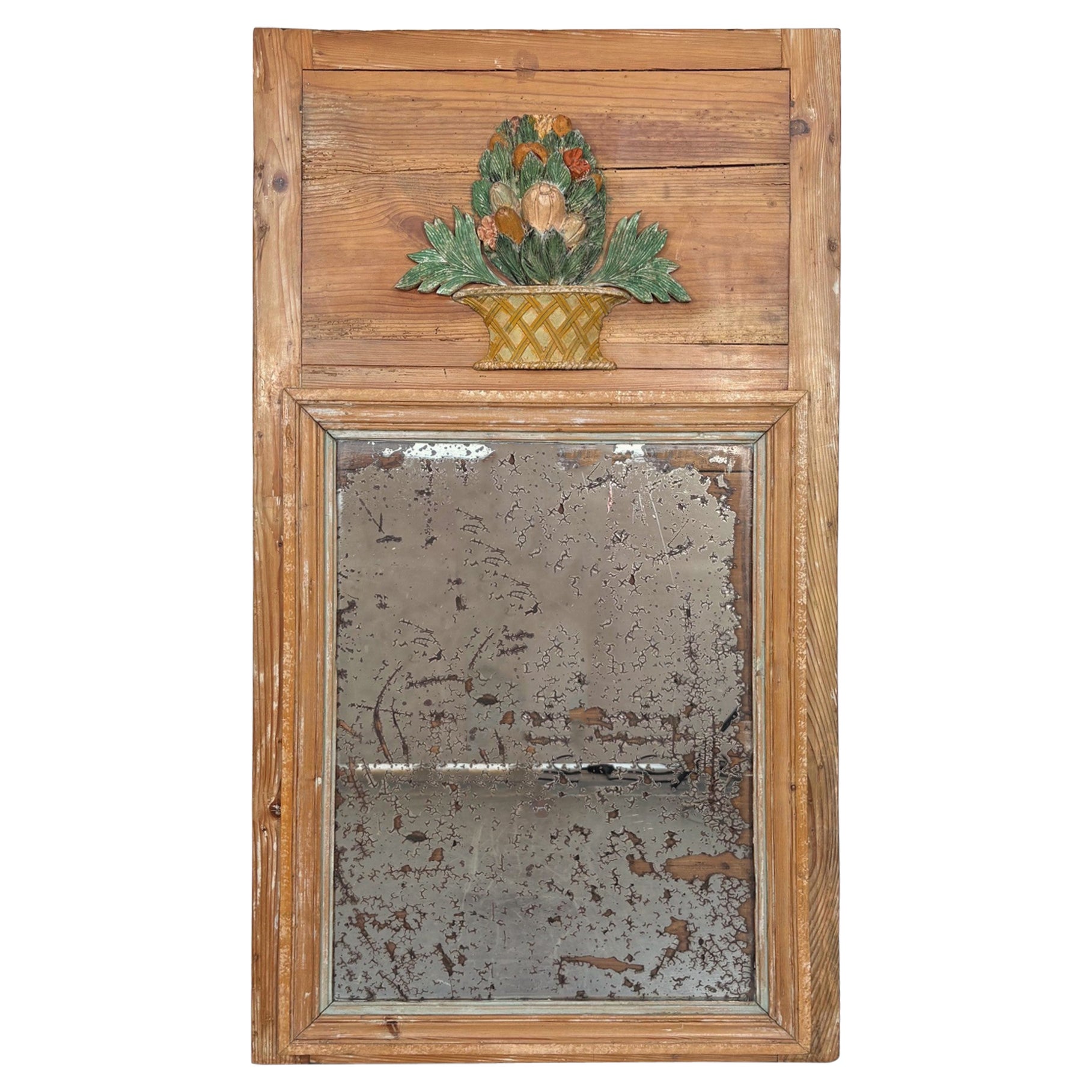 Pine Trumeau Mirror For Sale