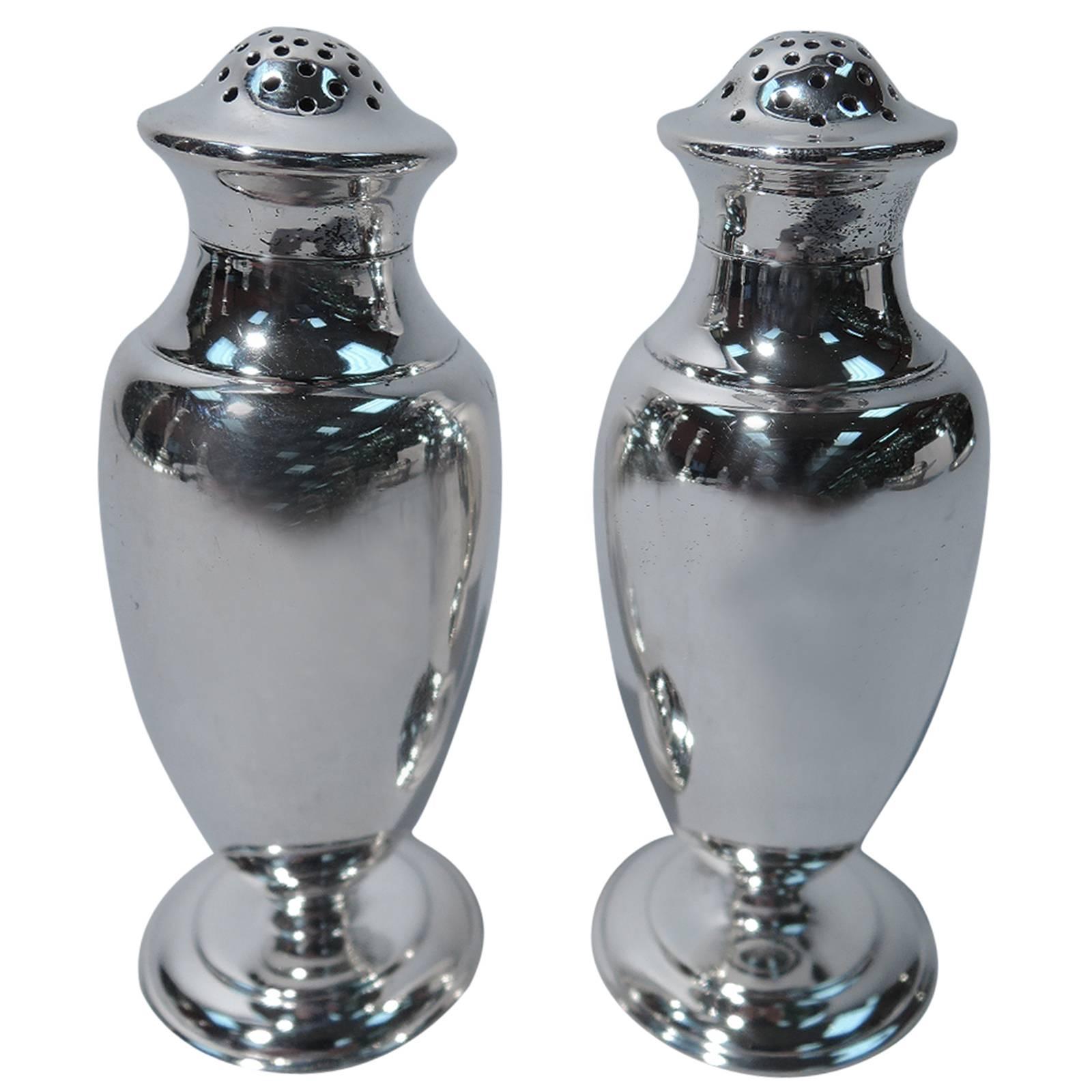 Pair of Tiffany Spare and Fluid Sterling Silver Salt and Pepper Shakers