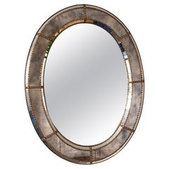 Large Vintage Venetian Oval Mirror Hollywood Regency in Gold Spain 1990s