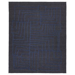 12 x 15 Modern Hand Loom Gray Wool Rug With Abstract Design