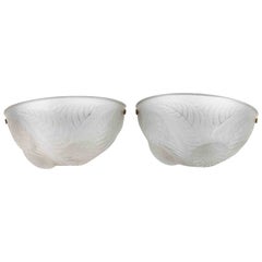Pair of "Dahlias" Frosted Glass Sconces by René Lalique, 1921