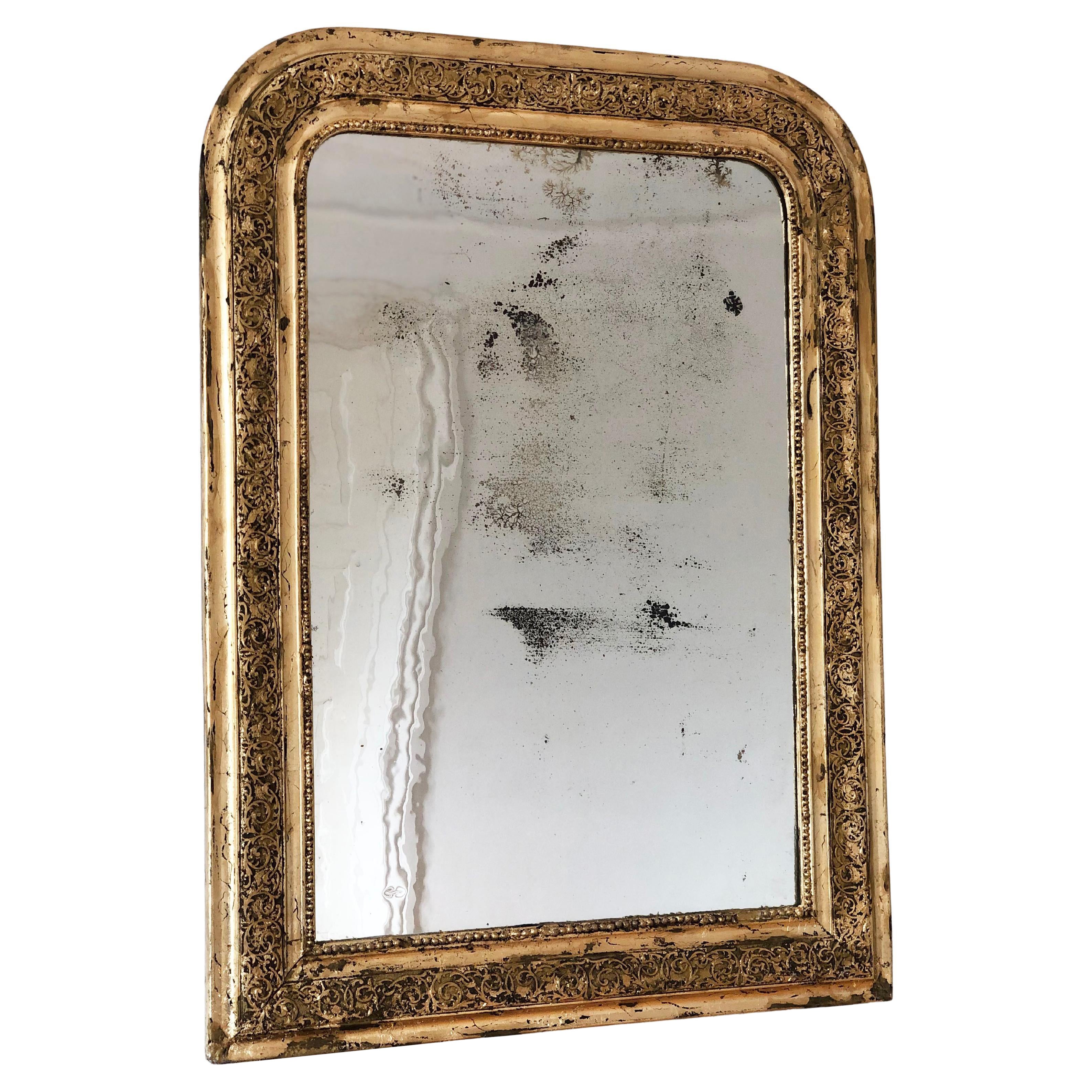 Large Antique Louis Philippe French Giltwood Mirror Late 19th Century