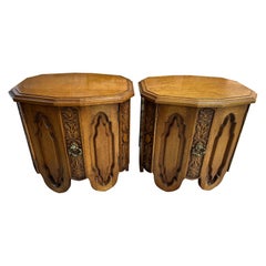 Unique Pair Daniel Jones inc. Walnut Spanish Revival Night Stand End Table