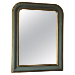Large Antique Louis Philippe French Mirror in Green and Gold, Late 19th Century