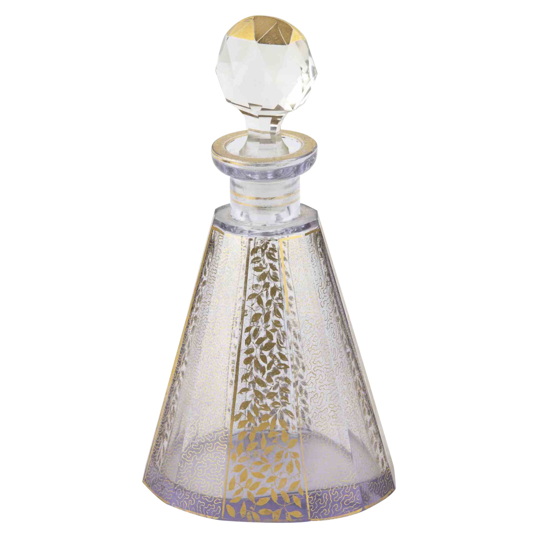 Art Deco Crystal Perfume Bottle attr. to Moser, 1930s For Sale