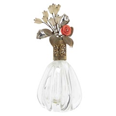 Clear Glass Perfume Bottle with Jeweled Top, 1930s
