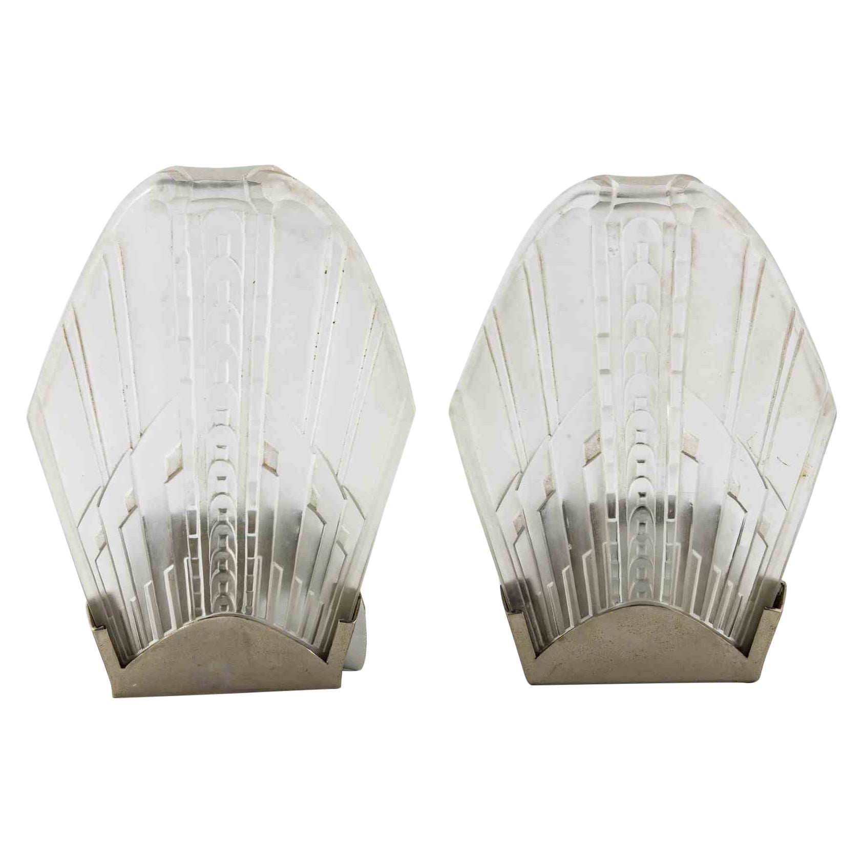 Pair of French Art Deco Sconces, 1940s