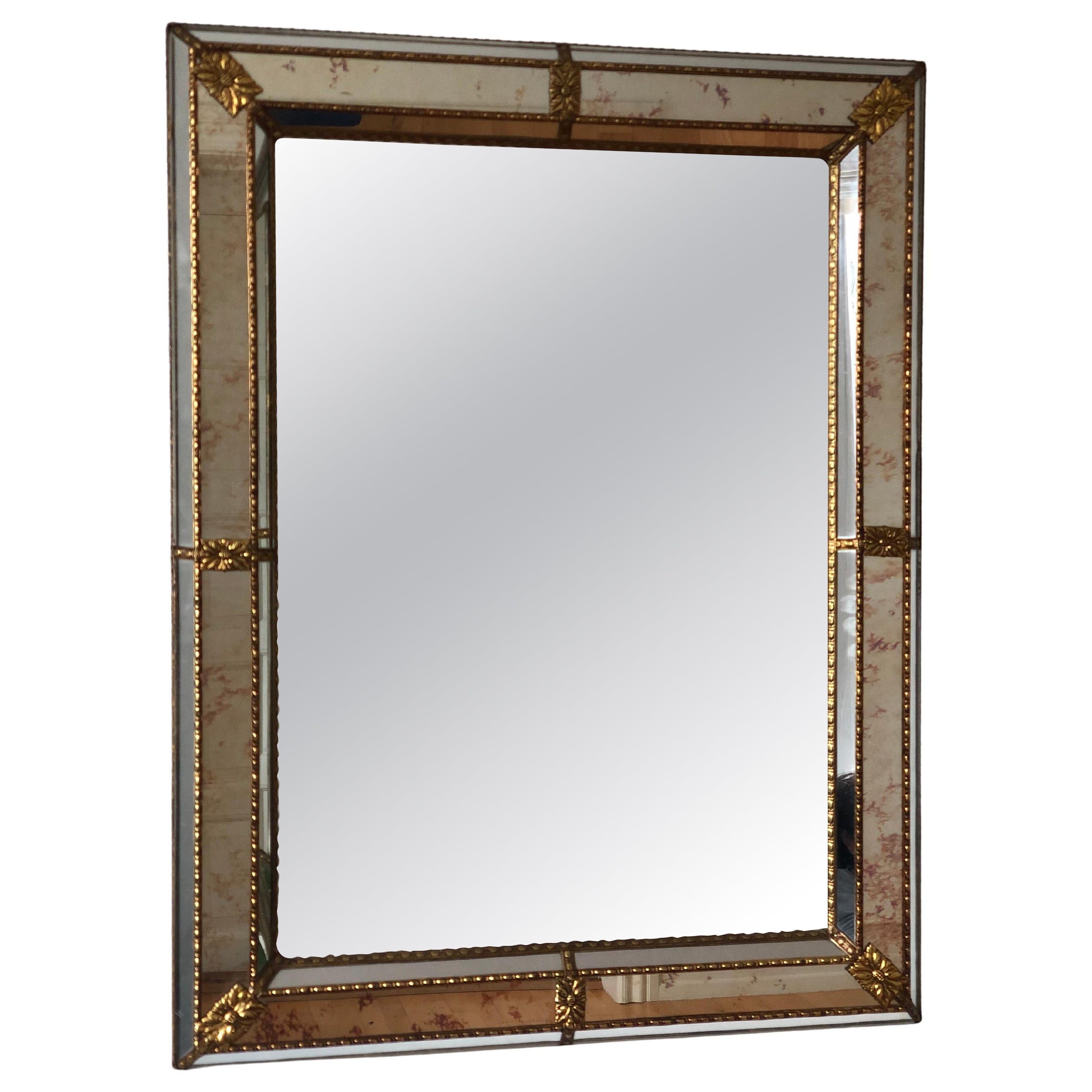 Large Vintage Venetian Mirror Hollywood Regency in Gold Spain 1990s