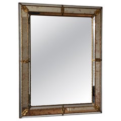Large Vintage Venetian Mirror Hollywood Regency in Gold Spain 1990s