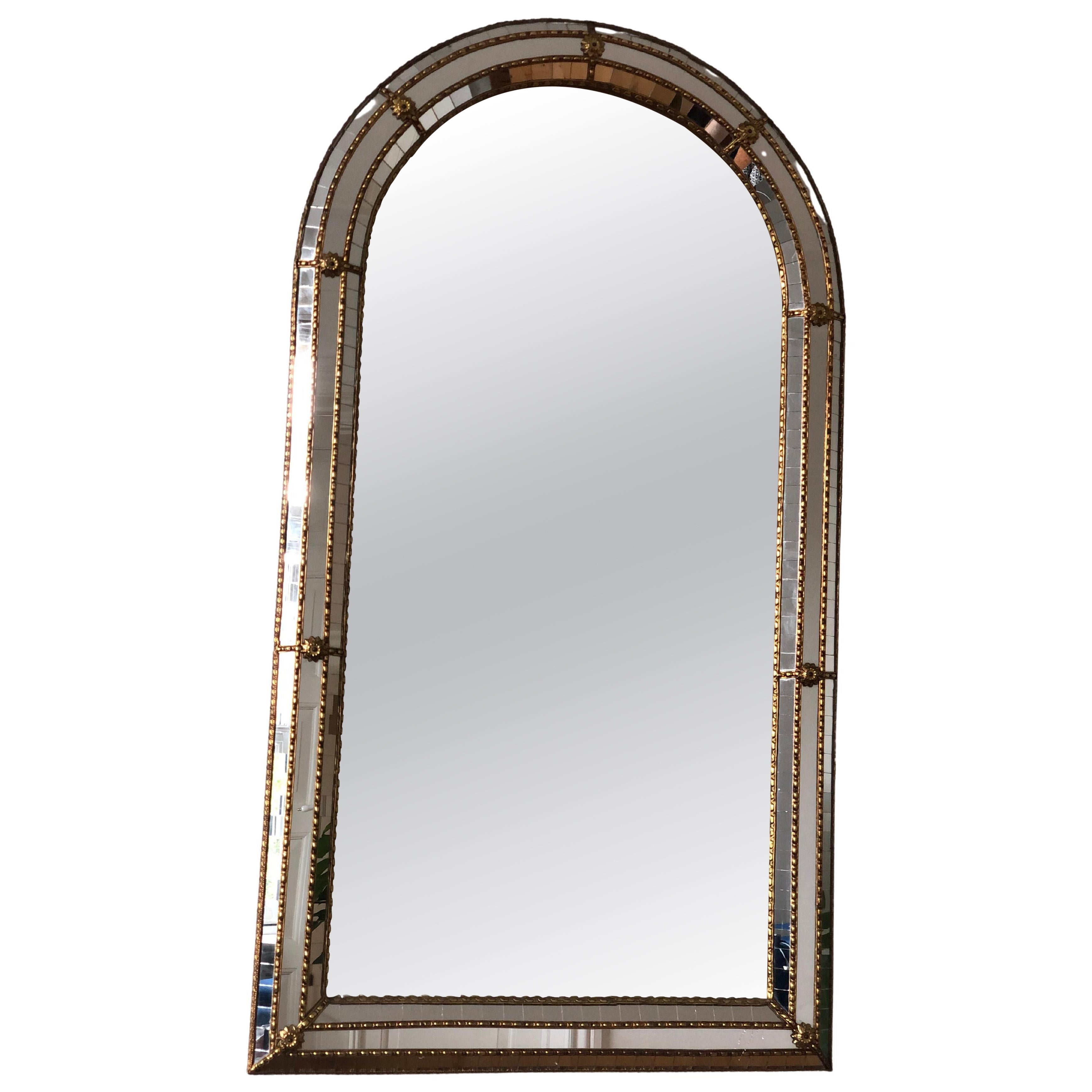 Large Vintage Venetian Mirror Hollywood Regency in Gold Spain 1990s