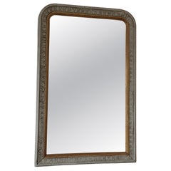Antique Louis Philippe French Mirror in Green and Gold, Late 19th Century