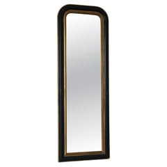 Antique Louis Philippe French Full length Mirror in Black and Gold, Late 19th Ce