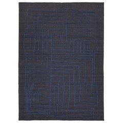 Contemporary Hand Loom Wool Rug In Gray With Abstract Design