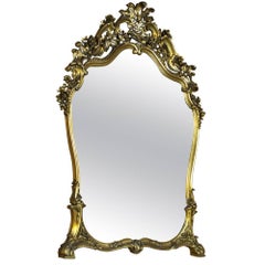 Antique miroir italien en bois doré sculpté à la main de style rococo Louis XV