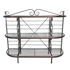 Vintage French Iron and Brass Baker's Rack