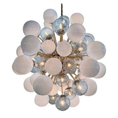 Large Scale Blue Murano Glass and Brass Cloud Chandelier